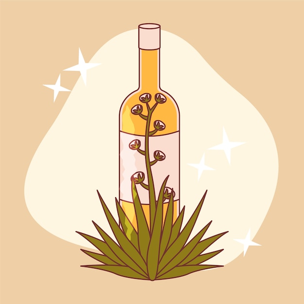 Vector gratuito dibujado a mano refrescante ilustración de mezcal