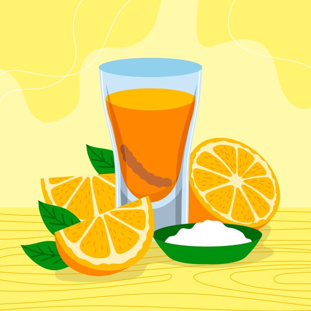 Dibujado a mano refrescante ilustración de mezcal