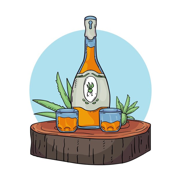 Dibujado a mano refrescante ilustración de mezcal