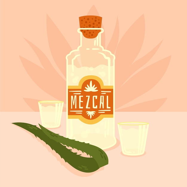 Dibujado a mano refrescante ilustración de mezcal