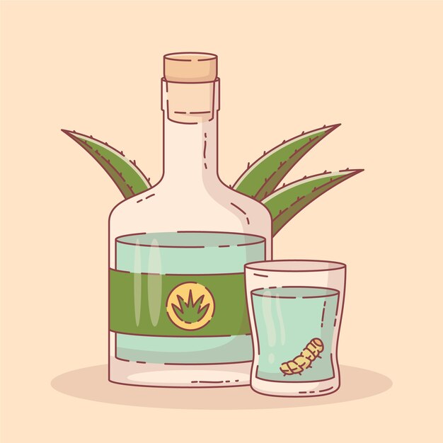 Dibujado a mano refrescante ilustración de mezcal