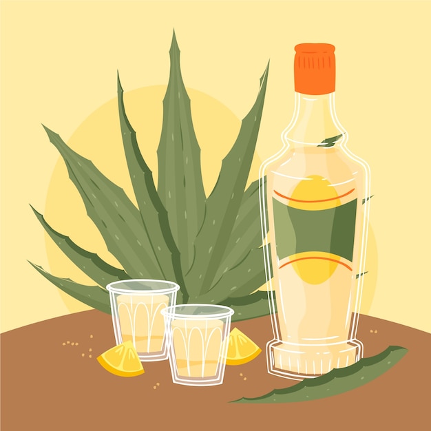 Dibujado a mano refrescante ilustración de mezcal