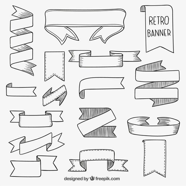Dibujado a mano retro banners