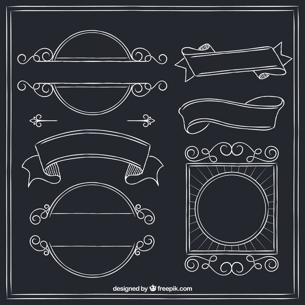 Dibujado a mano retro insignias