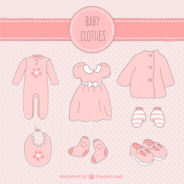 Vector gratuito dibujado a mano ropa de bebé de color rosa
