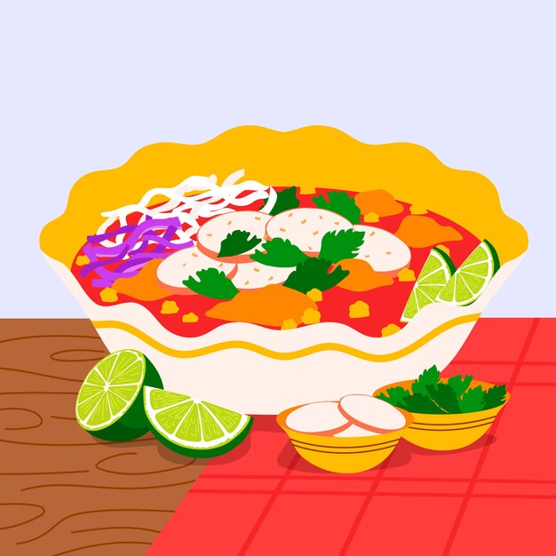 Dibujado a mano sabroso pozole ilustración