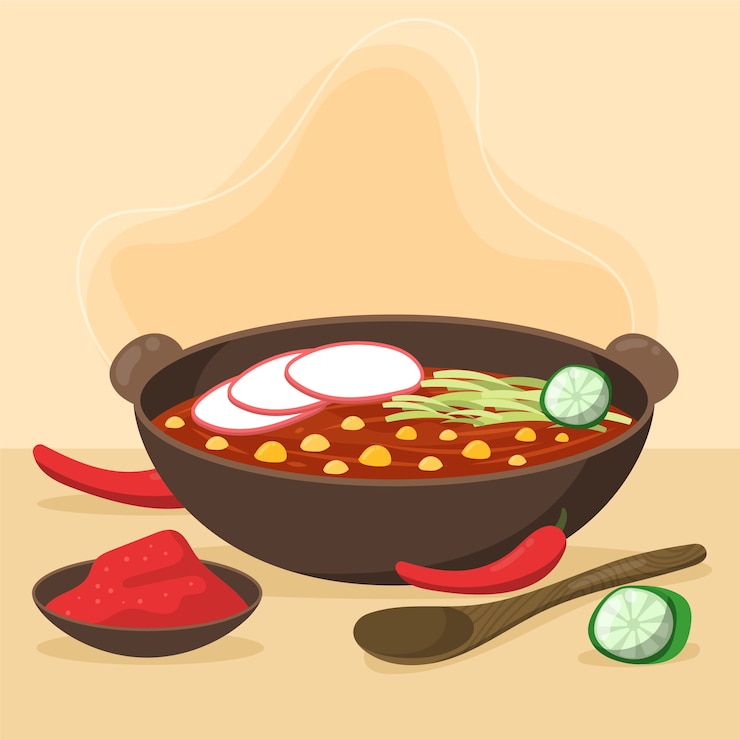 Vector gratuito dibujado a mano sabroso pozole ilustración