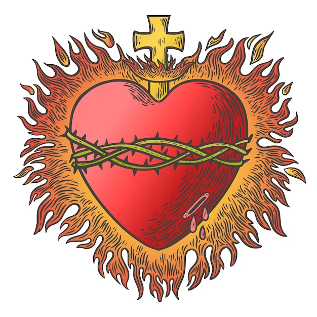 Dibujado a mano de sagrado corazón