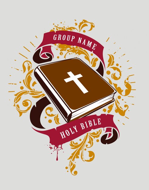 dibujado a mano santa biblia con cintas