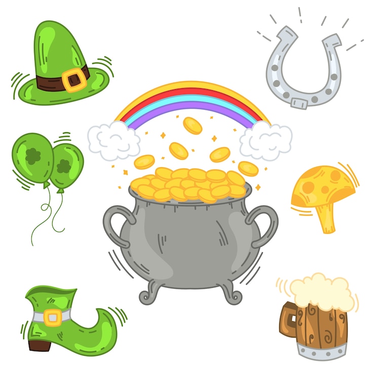 Vector gratuito dibujado a mano st. colección de elementos del día de patrick