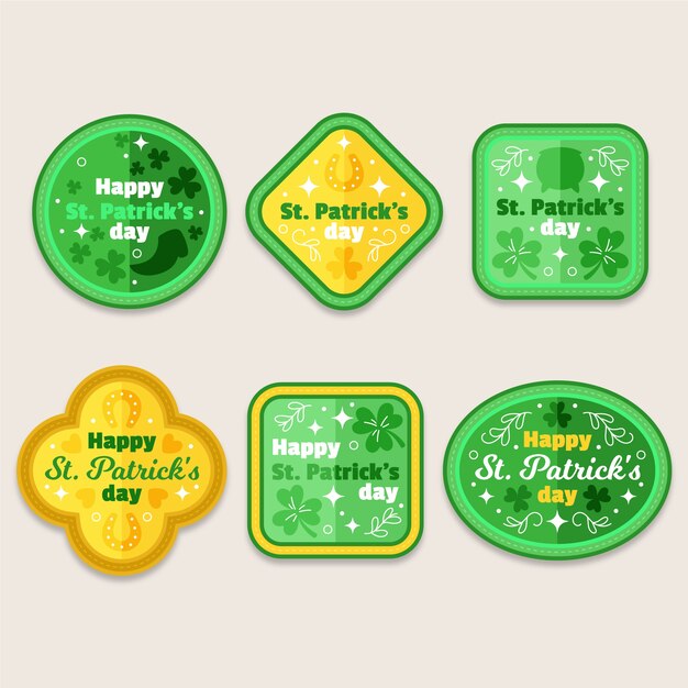 Dibujado a mano st. etiquetas del día de patricio