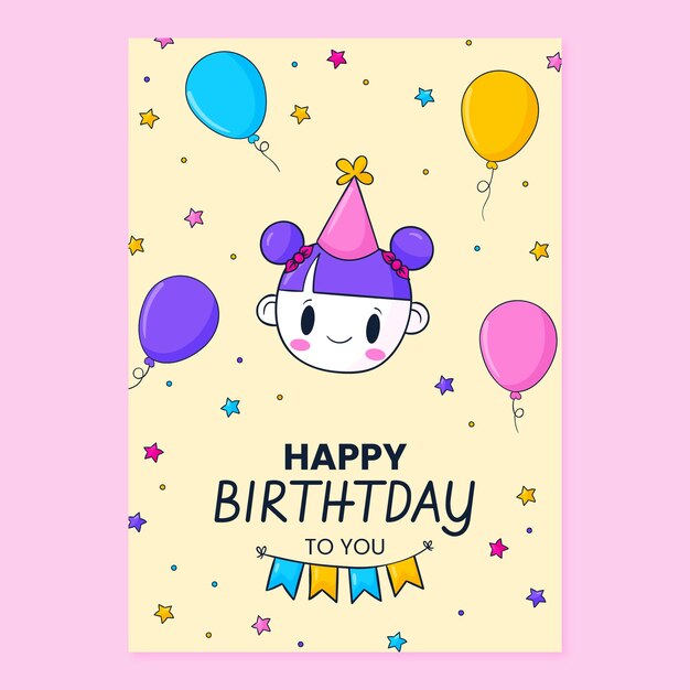 Dibujado a mano la tarjeta de cumpleaños