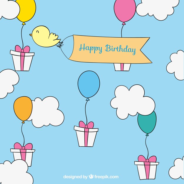 Dibujado a mano tarjetas de feliz cumpleaños