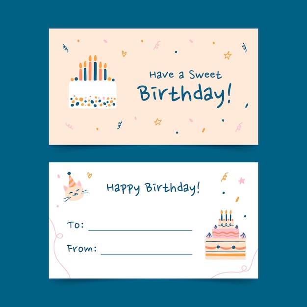 Dibujado a mano tarjetas de feliz cumpleaños