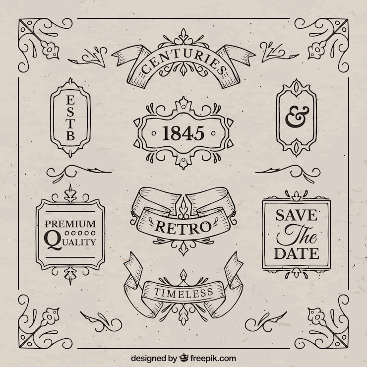 Vector gratuito dibujado a mano variedad de cintas serie vintage