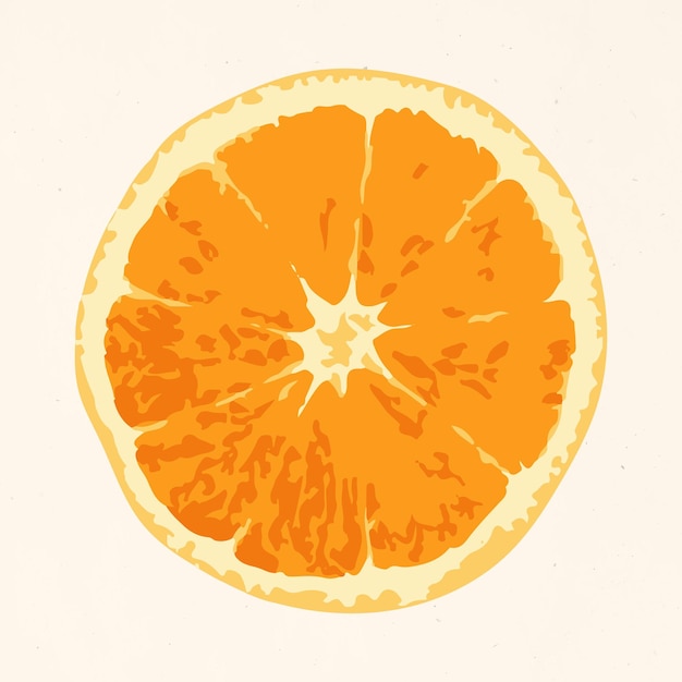 Vector gratuito dibujado a mano vectorizado la mitad del recurso de diseño de etiqueta naranja mandarina