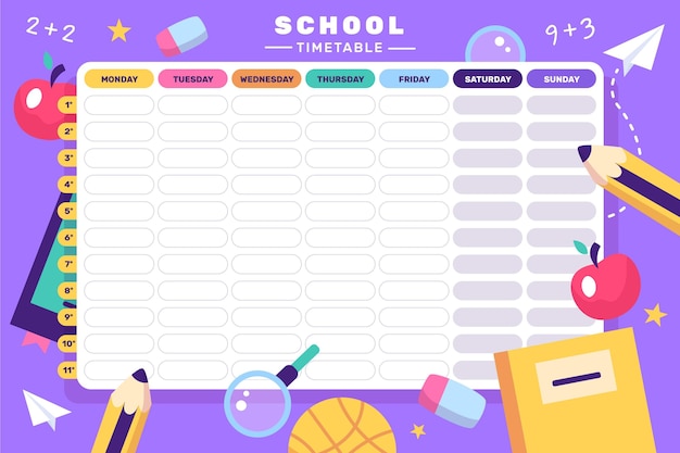 Vector gratuito dibujado a mano de vuelta al horario escolar