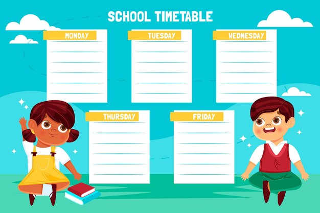 Dibujado a mano de vuelta al horario escolar