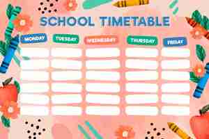 Vector gratuito dibujado a mano de vuelta al horario escolar