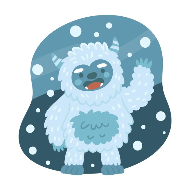 Dibujado a mano yeti abominable ilustración de muñeco de nieve