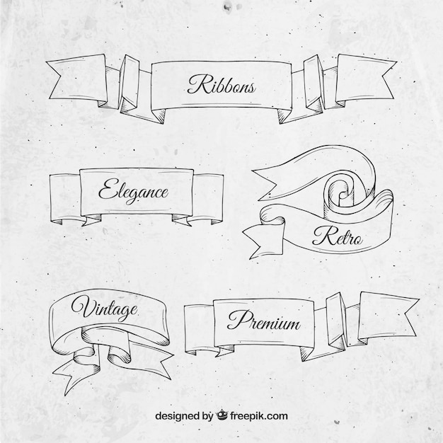 Vector gratuito dibujados a mano las cintas elegantes de la vendimia