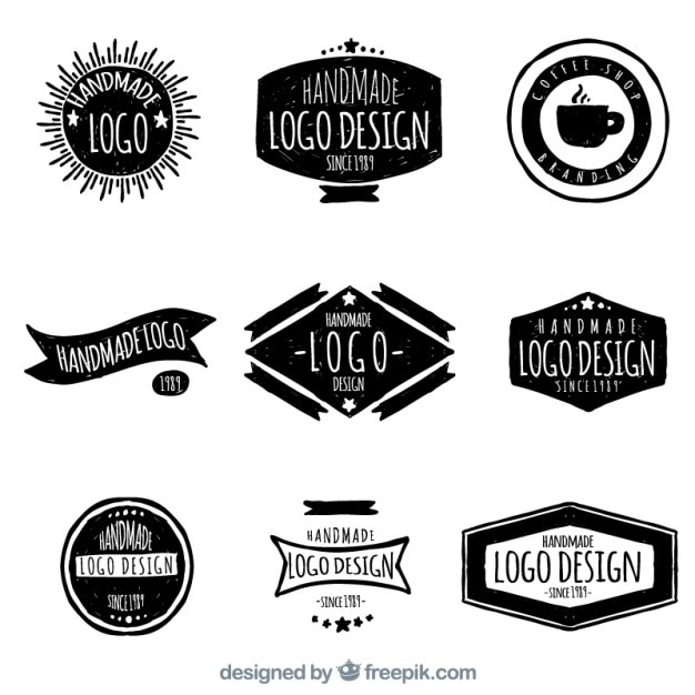 Vector gratuito dibujados a mano retro logotipos