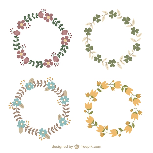 dibujados a mano los tipos de coronas de flores