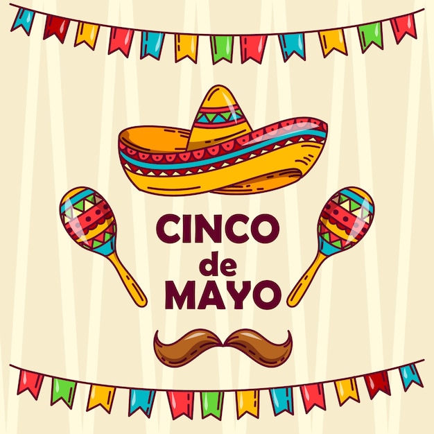 Vector gratuito dibujando con cinco de mayo