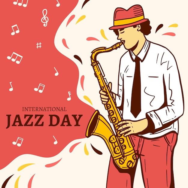 Vector gratuito dibujando día internacional del jazz