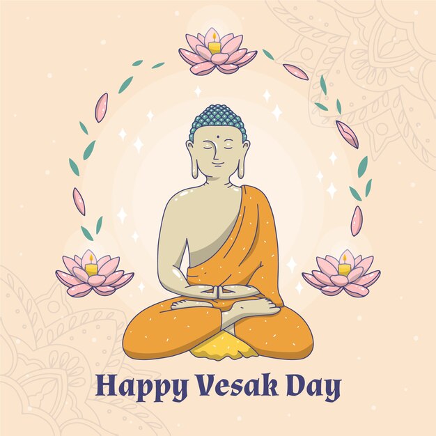 Dibujando con feliz celebración del día vesak