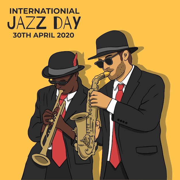 Vector gratuito dibujando el tema del día internacional del jazz