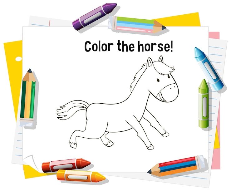 Vector gratuito un dibujante de caballos colorido para niños