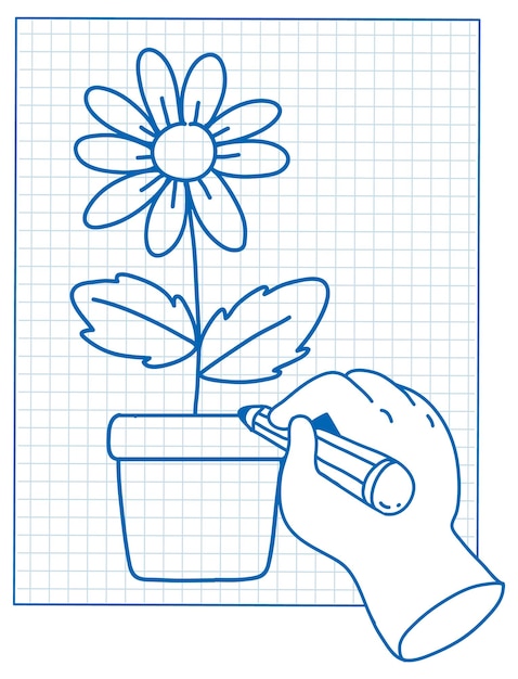 Dibujar flores en papel cuadriculado