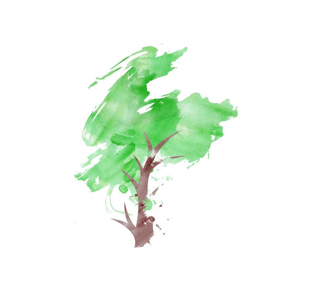 Dibujar a mano árbol verde sobre fondo ecológico, ilustración vectorial