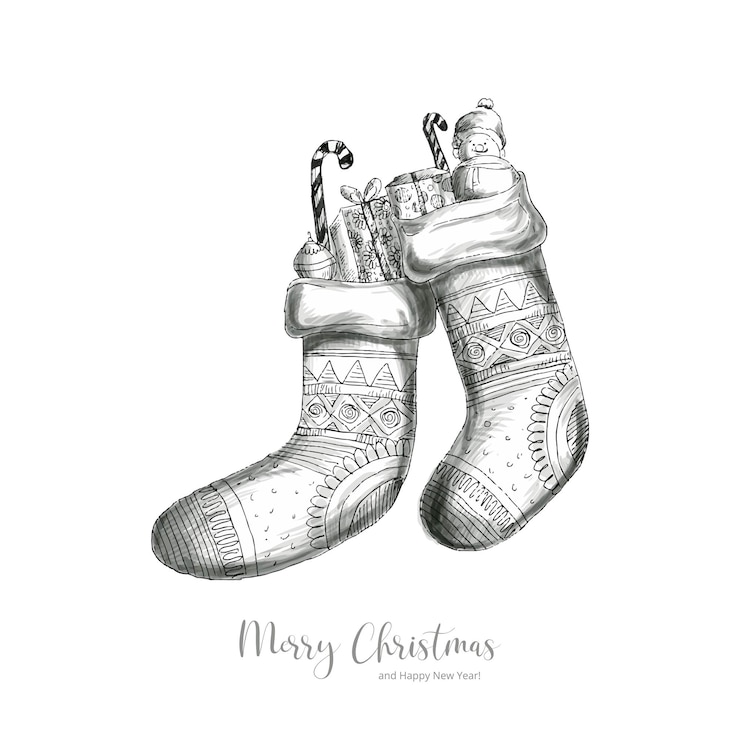 Vector gratuito dibujar a mano el boceto de las choques de navidad sobre un fondo blanco