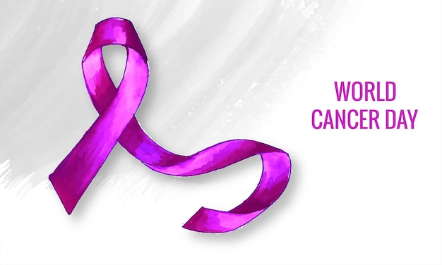 Dibujar a mano cinta realista acuarela para el día mundial del cáncer