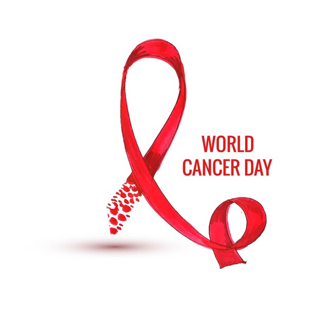 Dibujar a mano una cinta realista de acuarela para el diseño del día mundial contra el cáncer