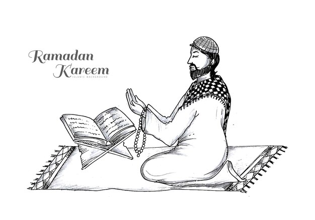 Dibujar a mano diseño de boceto ramadan kareem o ramazan mubarak