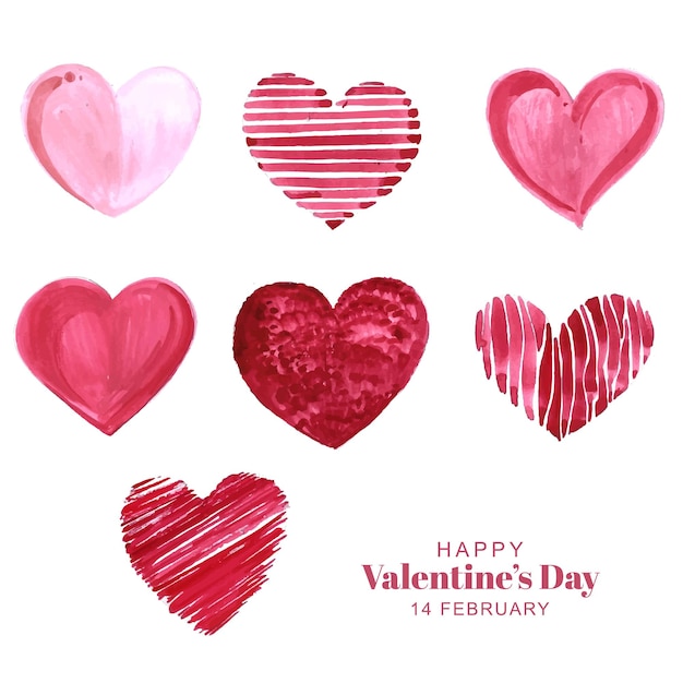Dibujar a mano el diseño de la colección de corazones del día de san valentín
