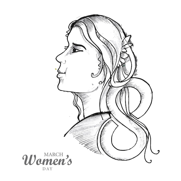 Dibujar a mano diseño de tarjeta de boceto del día internacional de la mujer