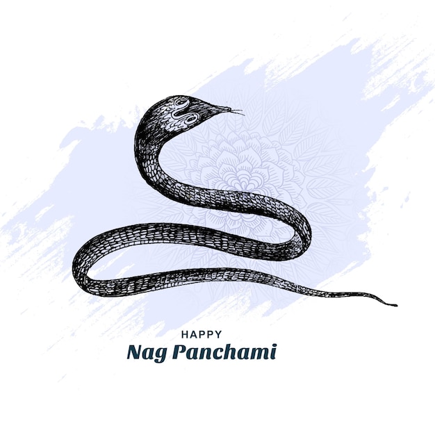 Vector gratuito dibujar a mano diseño de tarjeta de boceto nag panchami