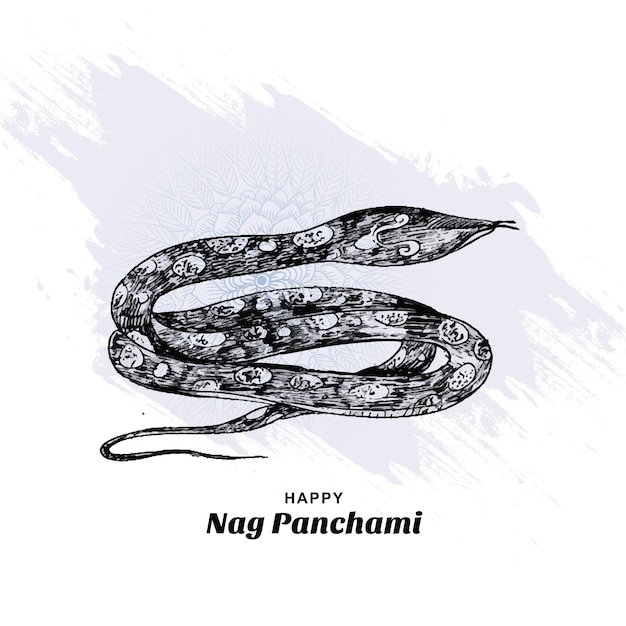 Dibujar a mano diseño de tarjeta de boceto nag panchami