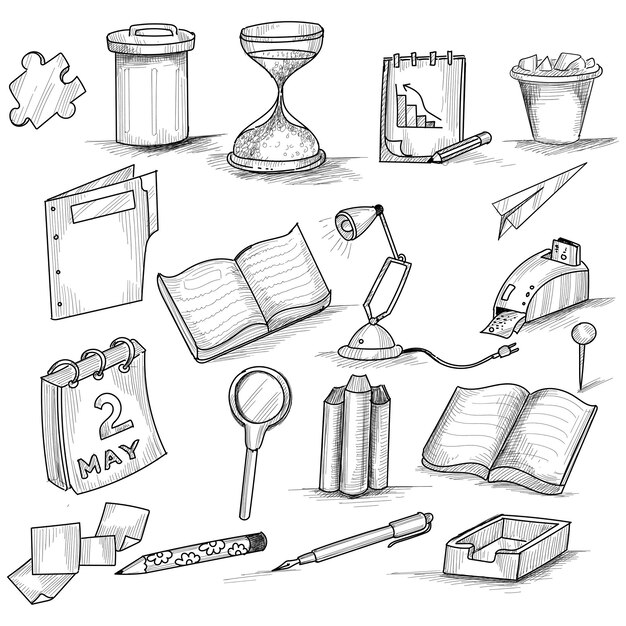 Dibujar a mano doodle conjunto decorativo
