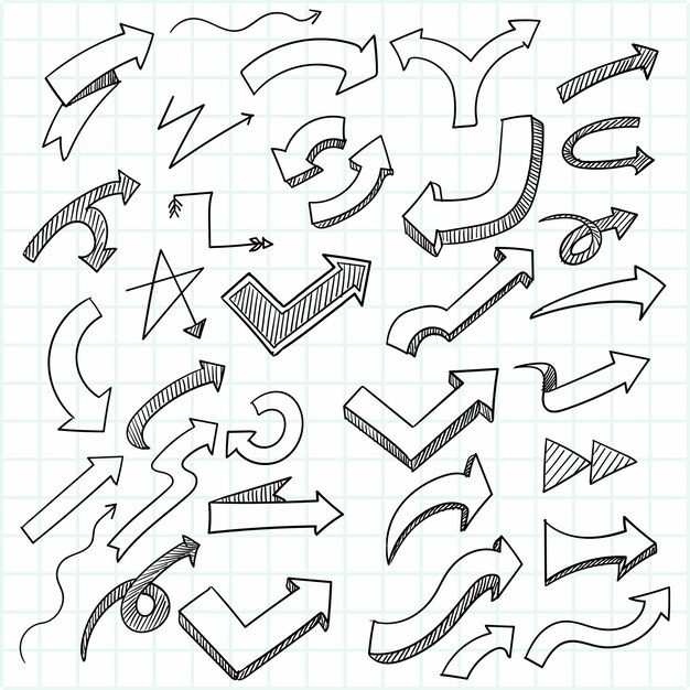 Dibujar a mano doodle flecha dibujo escenografía diseño