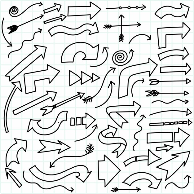 Dibujar a mano doodle flecha dibujo escenografía diseño