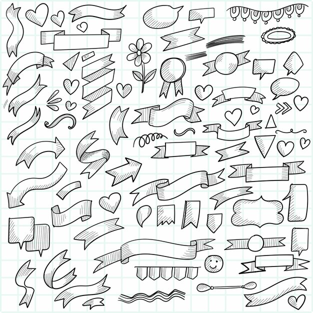 Dibujar a mano doodle flecha y diseño de escenografía de cinta