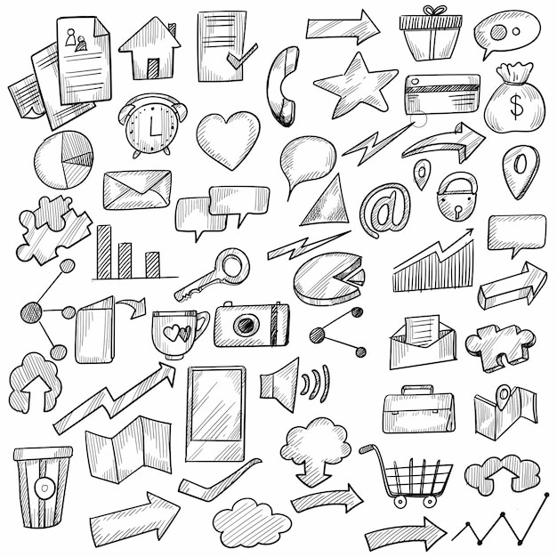 Dibujar a mano doodle trabajo oficina escenografía
