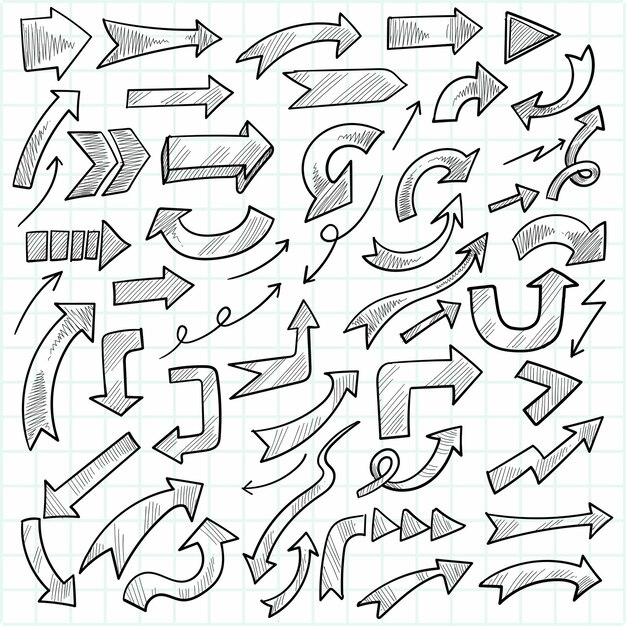 Dibujar a mano geométrica doodle conjunto de flechas de negocios
