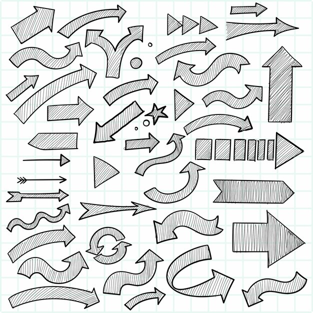 Dibujar a mano geométrica doodle conjunto de flechas de negocios