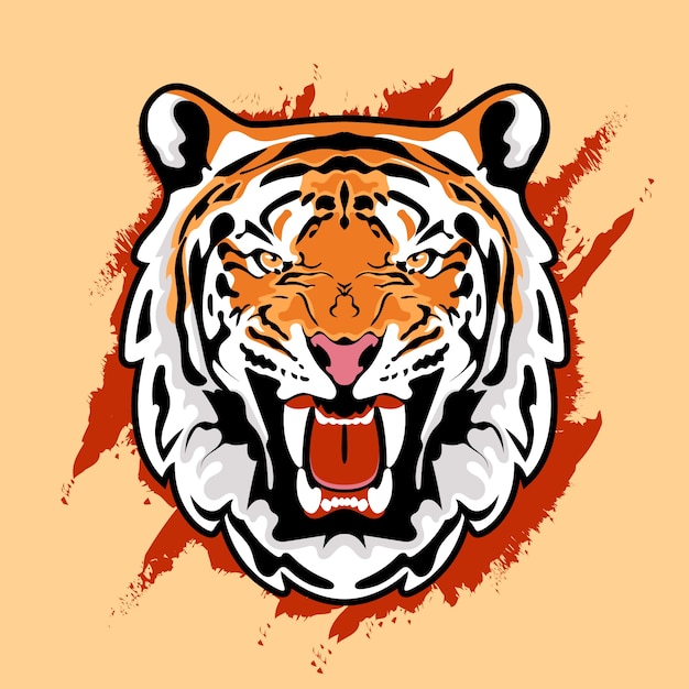 Dibujar a mano ilustración de cara de tigre